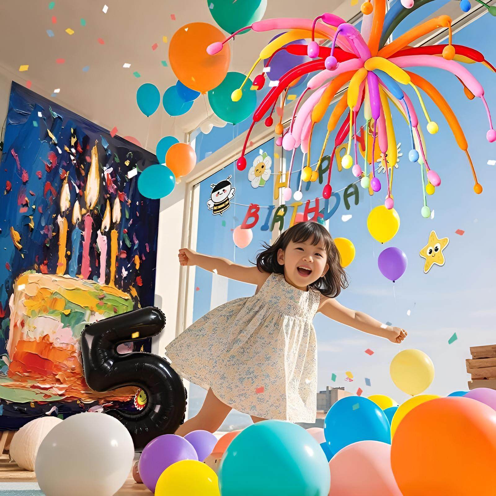 男女孩生日场景布置装饰宝宝儿童周岁礼宴会烟花气球背景油画挂布,淘宝优惠券,粉丝福利购,淘宝优惠卷