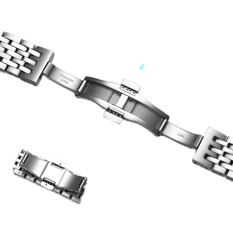 适用天梭力洛克男表手表钢带1853不锈钢T41表带机械精钢表链19mm