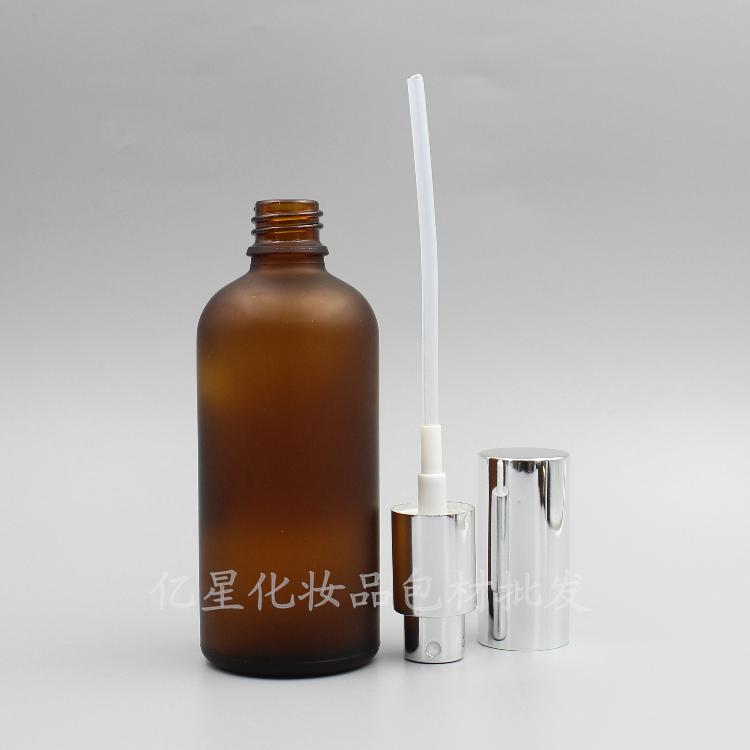 5ml100ml茶色磨砂玻璃精油瓶分装空瓶鸡嘴按压乳液瓶化妆水喷雾瓶 - 图3