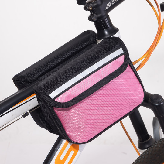 自行车包山地车儿童车上管包手机包骑行装备菱形格马鞍包水壶包