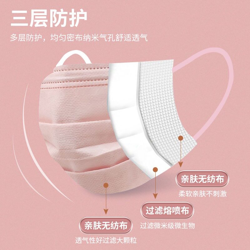 2022新款雪莉玫口罩粉色高颜值少女心迪士尼三层防尘透气独立包装