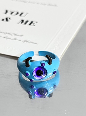 LIME| 搞怪黑色猫咪怪兽戒指女ins小众甜酷百搭闺蜜情侣饰品