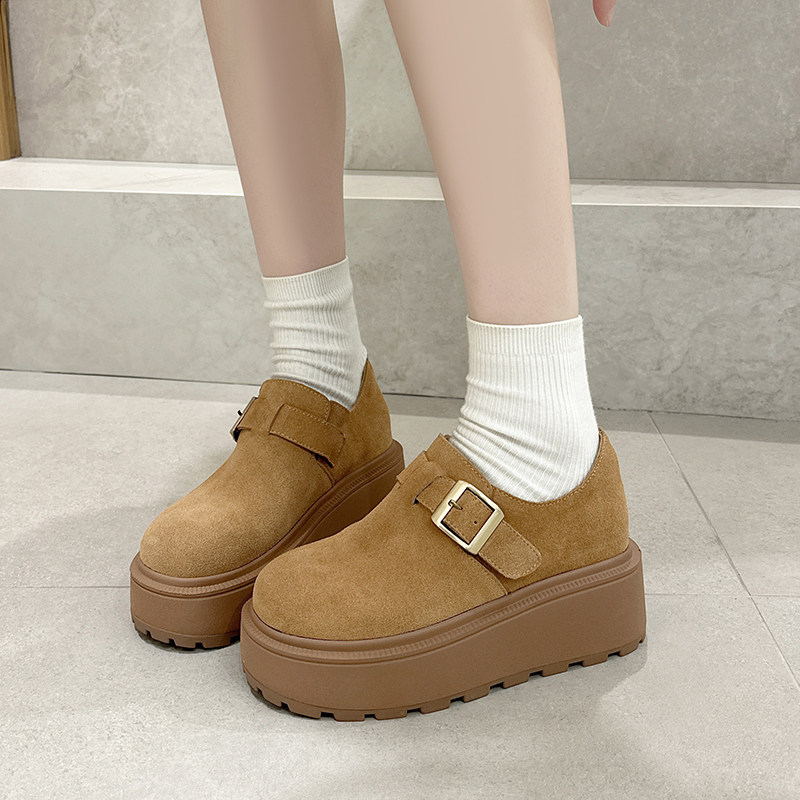 真皮厚底勃肯鞋女增高秋冬雪地靴松糕豆豆鞋加绒保暖棉鞋毛毛短靴,淘宝优惠券,粉丝福利购,淘宝优惠卷
