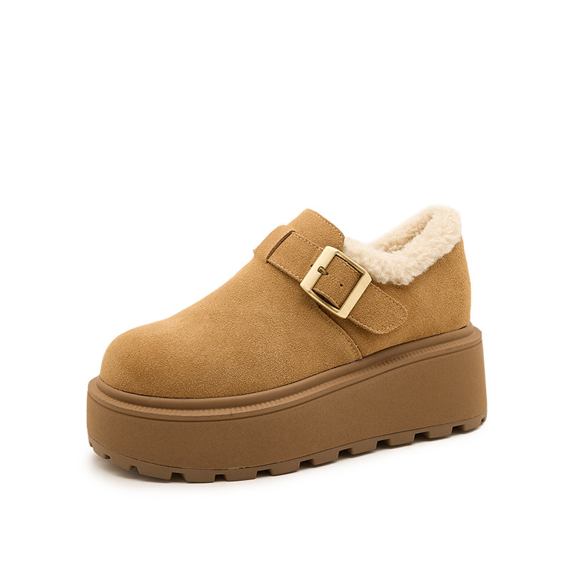 真皮厚底勃肯鞋女增高秋冬雪地靴松糕豆豆鞋加绒保暖棉鞋毛毛短靴,淘宝优惠券,粉丝福利购,淘宝优惠卷