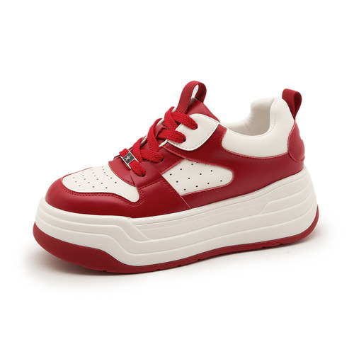 真皮厚底德训女鞋2025秋季新款百搭增高老爹鞋时尚爆款休闲运动鞋 - 图3