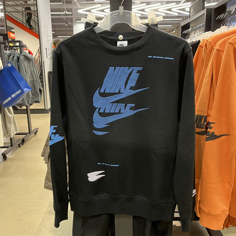 NIKE耐克男子春季加绒保暖运动休闲圆领卫衣套头衫DM6876-010-图2