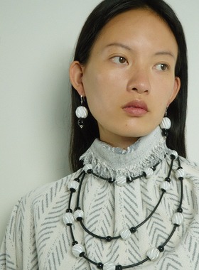 MOLISM新款玛瑙圆球多层项链