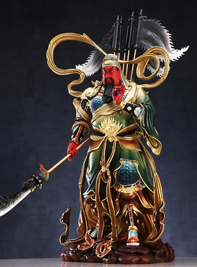 纯铜飘带关公神像公司开业摆件