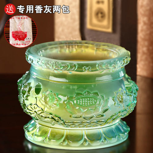 佛前供具琉璃莲花供佛香炉家用供奉供盘水杯供花瓶佛供灯佛具套装 - 图0