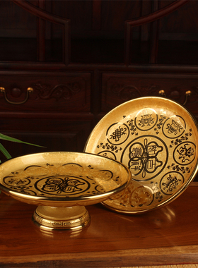 台湾全铜供佛套装佛具用品大全结晶佛前供具水杯花瓶供盘香炉摆件