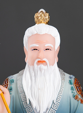 汉白玉彩绘三清之师鸿钧老祖神像