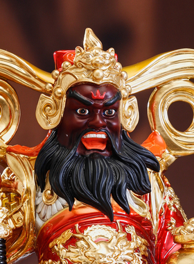 纯铜彩绘赵公明武财神招财摆件