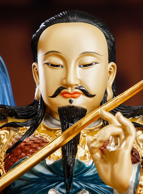 纯铜彩绘真武大帝神像供奉武当山玄天上帝道家祖师爷铜像佛堂摆件