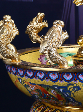 浴佛用品全铜景泰蓝八吉祥浴佛盆