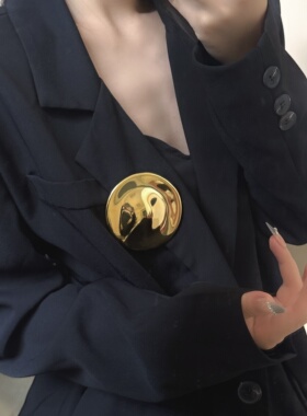 金属简约流线感不规则大圆形胸针