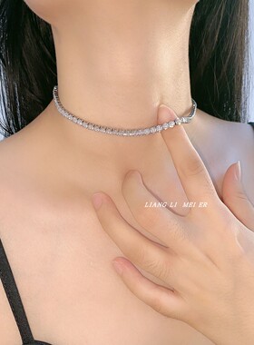 锆石链条细女闪水晶锁骨链项链