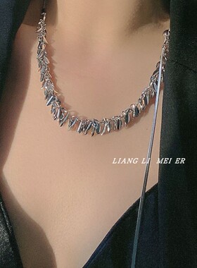 金属麦穗钛钢蛇骨链女可调节项链