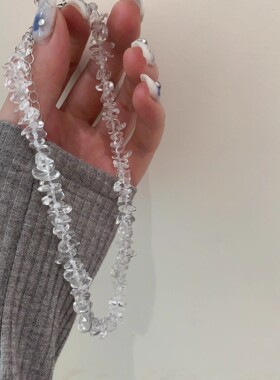 透明水晶不规则巴洛克珍珠项链