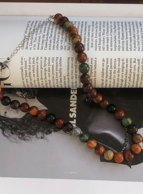 天然彩混石串珠项链多巴胺锁骨链