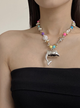 多巴胺彩串珠不规则卡通吊坠项链