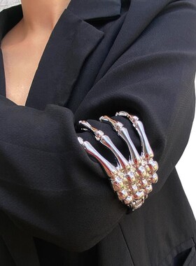 朋克女金属骷髅鬼抓手镯手环