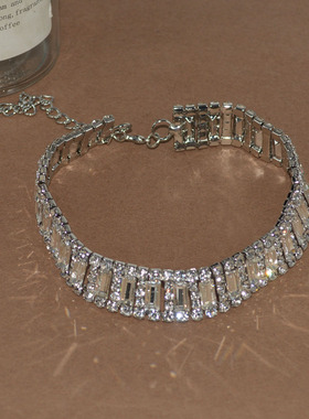 金属女表链宽版水钻蛇骨链