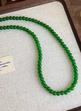 古风祖母绿色串珠元宝扣锁骨项链