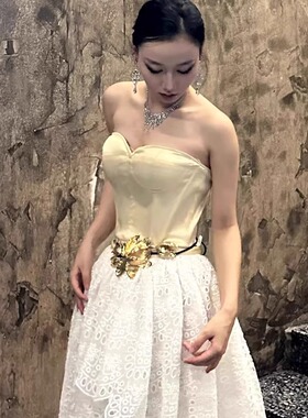金属皮绳夸张郁金香花朵腰带腰链