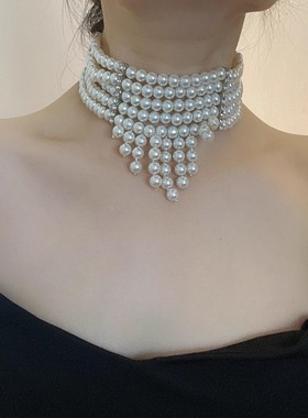 Vintage复古多层串珠珍珠项链