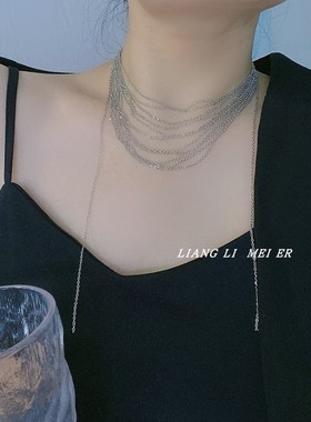 金属金属多层女细锁骨项链