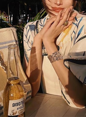 金属镂空多层猪鼻子开口手镯女