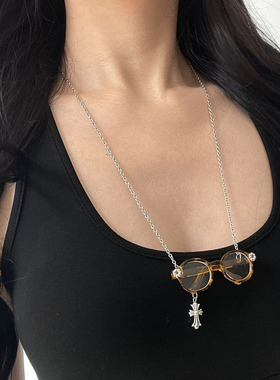 复古透明眼镜项链卫衣链配饰