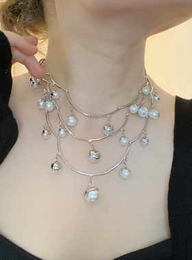 珍珠多层女满天星锁骨链项链