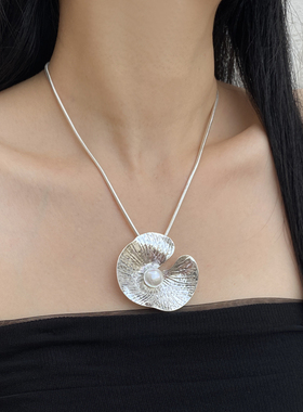 金属蛇骨链女几何圆片毛衣项链