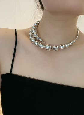 金属串珠女圆球锁骨链项圈