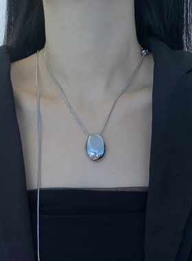 金属长蛇骨链女几何椭圆水滴项链