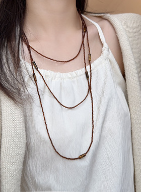 长款多层叠戴细水晶项链女choker