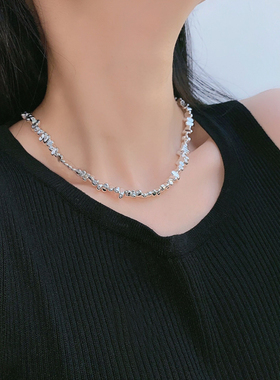 金属几何女闪亮不规则项链锁骨链