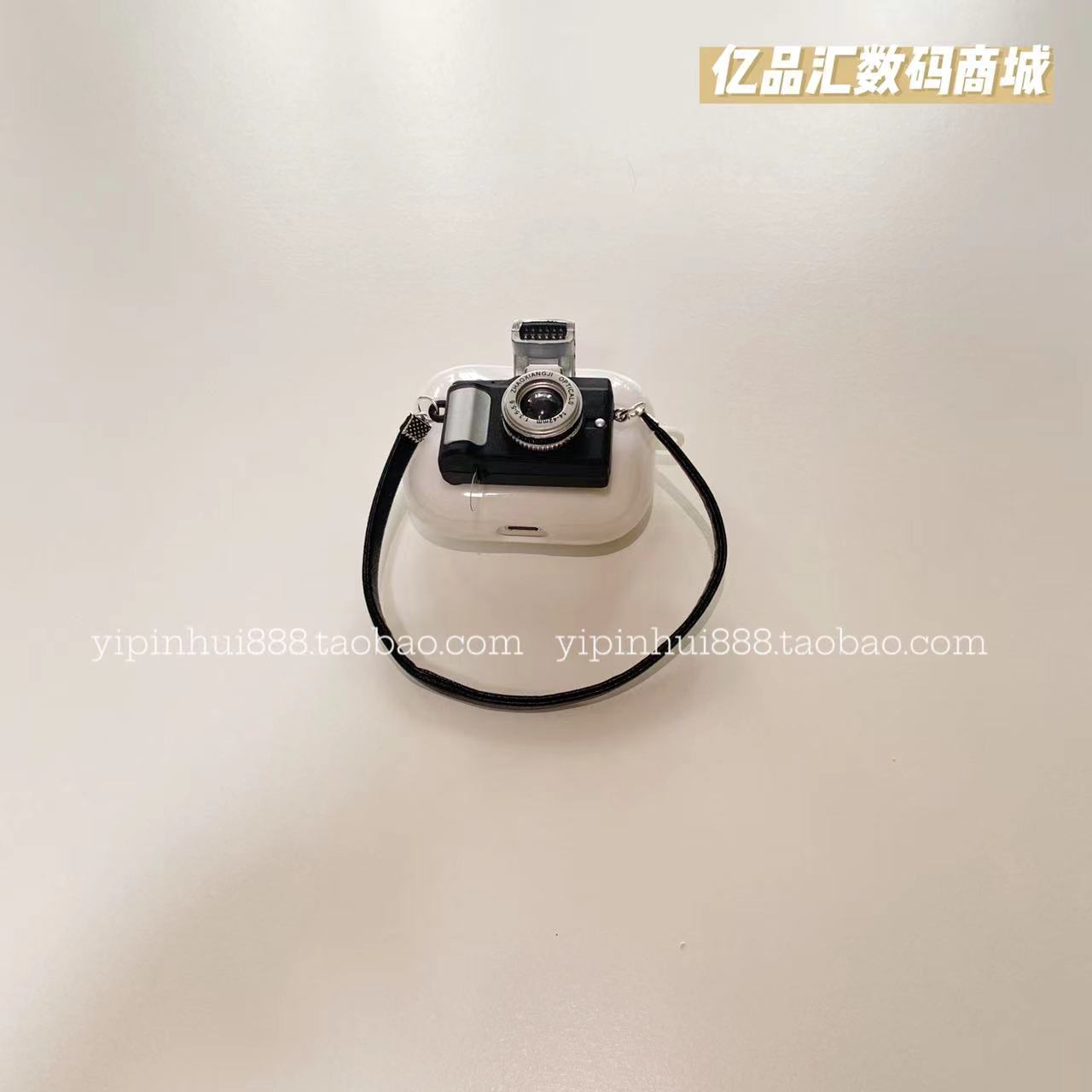 仿真复古相机适用Airpods2代保护套pro带挂绳3代硅胶苹果耳机闪光Airpods  Pro 2耳机套第二代软壳带挂脖链条 - 图2