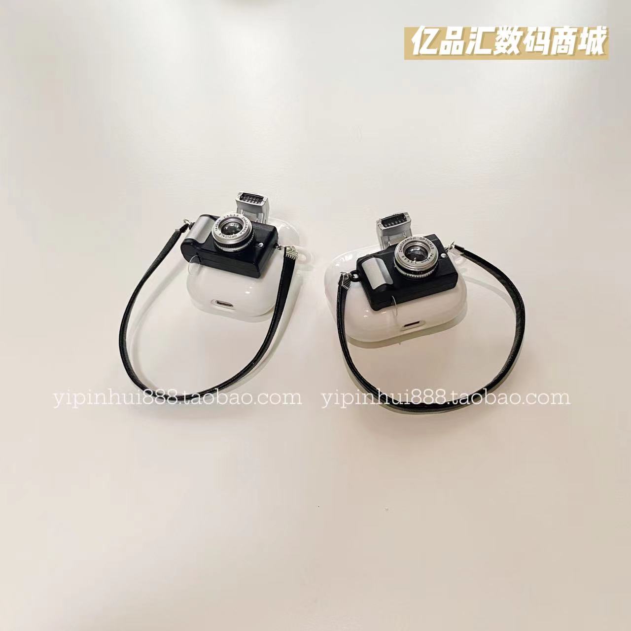 仿真复古相机适用Airpods2代保护套pro带挂绳3代硅胶苹果耳机闪光Airpods  Pro 2耳机套第二代软壳带挂脖链条 - 图0