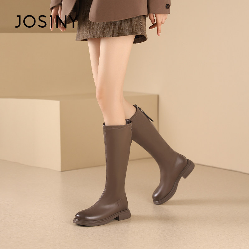 卓诗尼2025秋冬新款厚底长筒靴女靴子骑士靴显瘦高筒长靴加绒单里,淘宝优惠券,粉丝福利购,淘宝优惠卷