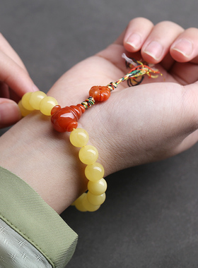 菩檀心声琥珀蜜蜡手串手链男女款