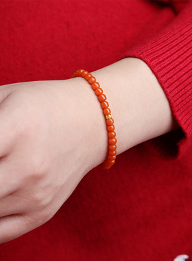 原创天然南红玛瑙手串柿子红单圈