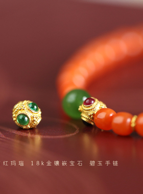 天然南红玛瑙手链18k满色满肉