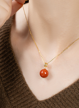 满肉天然18k金圆珠南红玛瑙