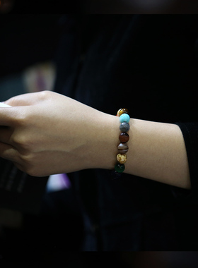 混搭宝石多巴胺复古风圆珠子手串