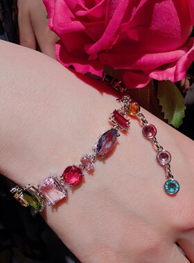 彩虹水滴不规则手链NVNH人造宝石流苏多彩宝石天然石