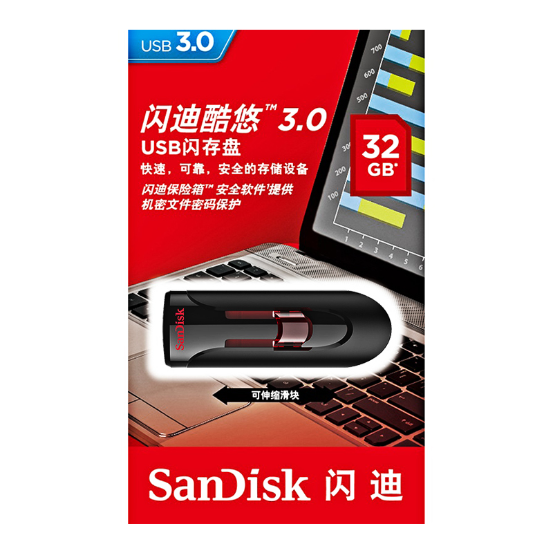 闪迪U盘32g CZ600酷悠高速USB3.0u盘64g/128g/256g优盘车载u盘-图1