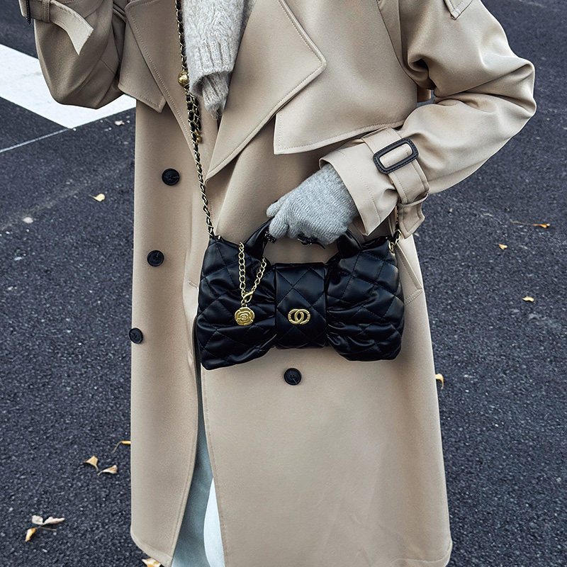 小香风绣线小方包包女2025新款时尚蝴蝶结斜挎包百搭单肩手提女包,淘宝优惠券,粉丝福利购,淘宝优惠卷