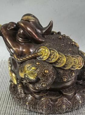 金蟾摆件蟾蜍纯铜客厅店铺办公室乔迁开业礼品家居装饰品